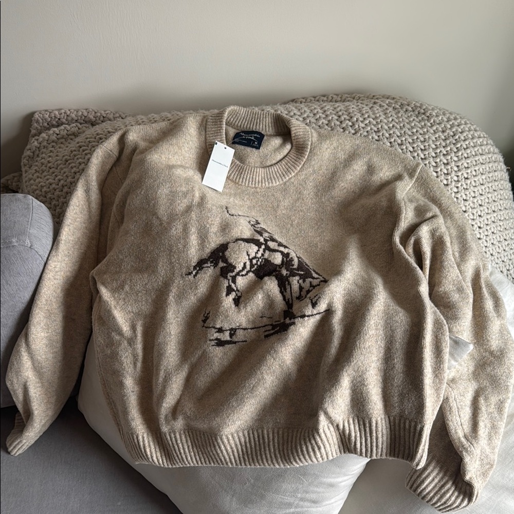 Abercrombie Oversized Cowboy Graphic Crew Sweater (Men’s Medium)